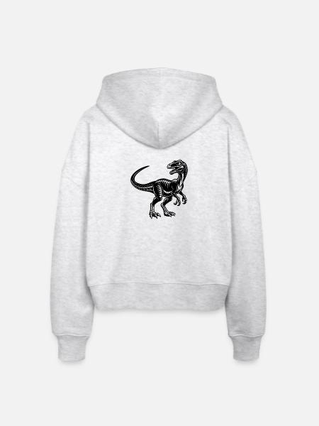 Velociraptor - Stanley/Stella Boxy Frauen Bio Zip Hoodie Ida - Weiß meliert