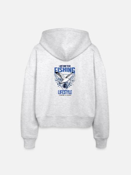 Fishing Lifestyle Design - Stanley/Stella Boxy Frauen Bio Zip Hoodie Ida - Weiß meliert
