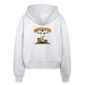 Imkerator Ganze Völker arbeiten für mich - Stanley/Stella Boxy Frauen Bio Zip Hoodie Ida - Weiß meliert - Hinten - AI Model Female 172 dark (172cm)