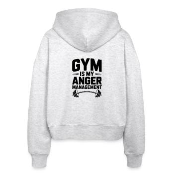 Das Fitnessstudio ist mein Aggressionsbewältigung - Stanley/Stella Boxy Frauen Bio Zip Hoodie Ida - Weiß meliert - Hinten - AI Model Female 172 dark (172cm)