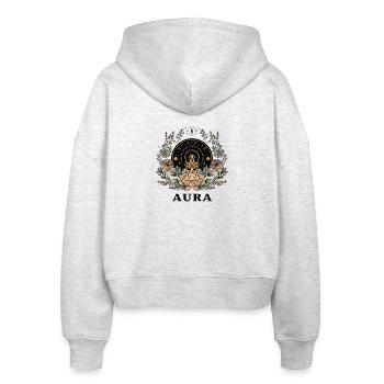Aura Lotus Mandala - Stanley/Stella Boxy Frauen Bio Zip Hoodie Ida - Weiß meliert - Hinten - AI Model Female 172 dark (172cm)
