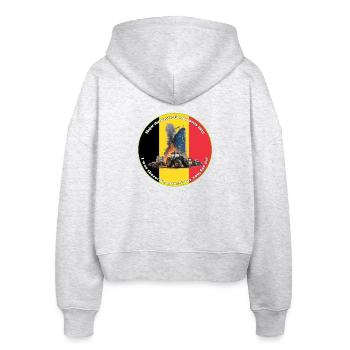 Bauernproteste in Brüssel 2025 - Stanley/Stella Boxy Frauen Bio Zip Hoodie Ida - Weiß meliert - Hinten - AI Model Female 172 dark (172cm)