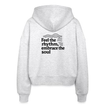 Jazz spüre den Rhythmus, umarme die Seele - Stanley/Stella Boxy Frauen Bio Zip Hoodie Ida - Weiß meliert - Hinten - AI Model Female 172 dark (172cm)