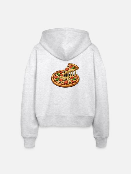 Pizza Motiv - Stanley/Stella Boxy Frauen Bio Zip Hoodie Ida - Weiß meliert