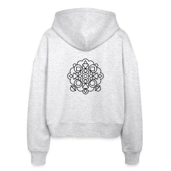 Geometric mandala with clear symmetry - Stanley/Stella Boxy Women’s Organic Zip Hoodie Ida - heather white - Back - AI Model Female 172 dark (172cm)