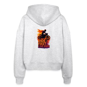 Ride Fast Live Free - Stanley/Stella Boxy Women’s Organic Zip Hoodie Ida - heather white - Back - AI Model Female 172 dark (172cm)