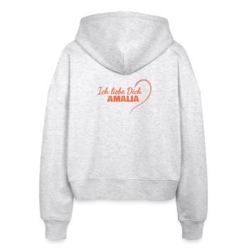 LiebeDich Amalia - Stanley/Stella Boxy Frauen Bio Zip Hoodie Ida - Weiß meliert - Hinten - AI Model Female 172 dark (172cm)