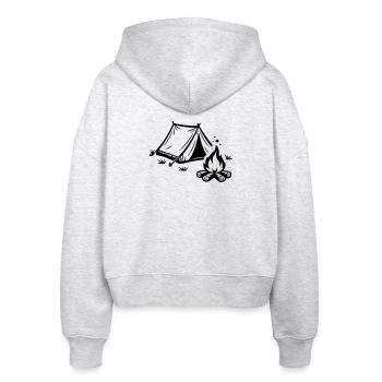 Tent Campfire Camping - Stanley/Stella Boxy Women’s Organic Zip Hoodie Ida - heather white - Back - AI Model Female 172 dark (172cm)