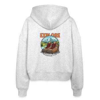 Explore Adventure – Wandern Outdoor Berge Natur - Stanley/Stella Boxy Frauen Bio Zip Hoodie Ida - Weiß meliert - Hinten - AI Model Female 172 dark (172cm)