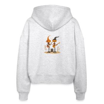 Kürbis Band mit Gitarren im Herbst Stil - Stanley/Stella Boxy Frauen Bio Zip Hoodie Ida - Weiß meliert - Hinten - AI Model Female 172 dark (172cm)
