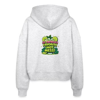 St Patricks Favorite Hot Mess Drink Design - Stanley/Stella Boxy Women’s Organic Zip Hoodie Ida - heather white - Back - AI Model Female 172 dark (172cm)