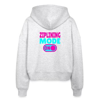 Ziplining Mode ON – Adrenalin an der Zipline - Stanley/Stella Boxy Frauen Bio Zip Hoodie Ida - Weiß meliert - Hinten - AI Model Female 172 dark (172cm)