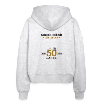 Golden Wedding Anniversary 2026 50th Wedding Anniversary Guestbook - Stanley/Stella Boxy Women’s Organic Zip Hoodie Ida - heather white - Back - AI Model Female 172 dark (172cm)