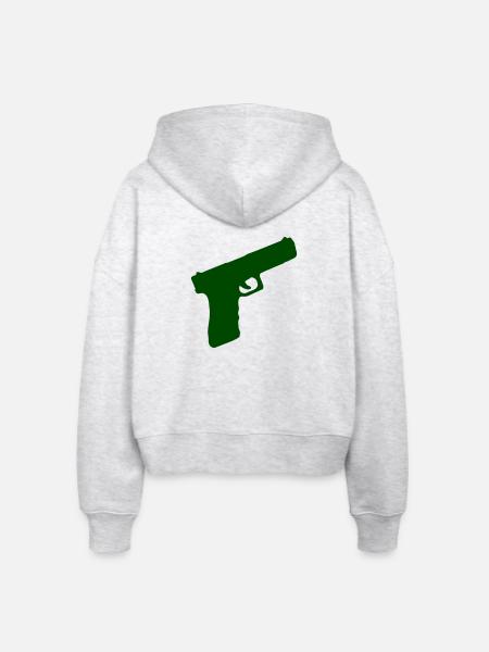 Pistole Waffe - Stanley/Stella Boxy Frauen Bio Zip Hoodie Ida - Weiß meliert
