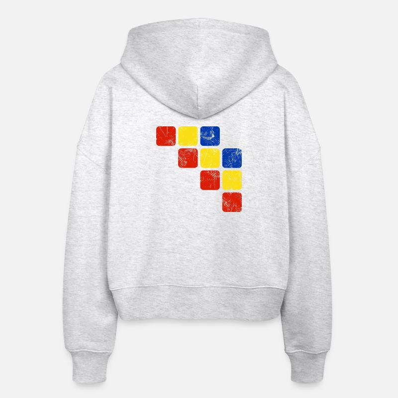 Farben Ornament Muster - Grundfarben - Stanley/Stella Boxy Frauen Bio Zip Hoodie Ida - Weiß meliert