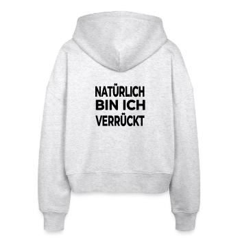 Verrückt - Stanley/Stella Boxy Frauen Bio Zip Hoodie Ida - Weiß meliert - Hinten - AI Model Female 172 dark (172cm)