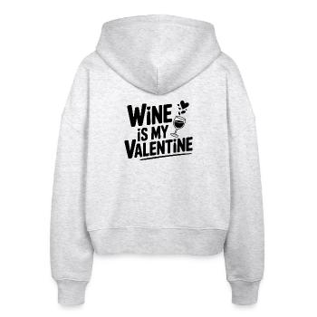 Wein ist mein Valentin - Stanley/Stella Boxy Frauen Bio Zip Hoodie Ida - Weiß meliert - Hinten - AI Model Female 172 dark (172cm)