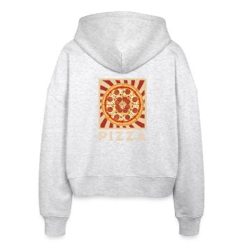 Pizza Pop Art Retro Slice - Stanley/Stella Boxy Frauen Bio Zip Hoodie Ida - Weiß meliert - Hinten - AI Model Female 172 dark (172cm)