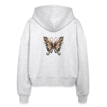 butterfly - Stanley/Stella Boxy Women’s Organic Zip Hoodie Ida - heather white - Back - AI Model Female 172 dark (172cm)