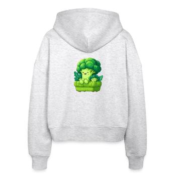 Brokkoli Kuschelfamilie - Stanley/Stella Boxy Frauen Bio Zip Hoodie Ida - Weiß meliert - Hinten - AI Model Female 172 dark (172cm)