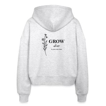 Conception typographique minimale Grow Slow - Veste à capuche bio Ida Stanley/Stella Femme - blanc chiné - Dos - AI Model Female 172 dark (172cm)