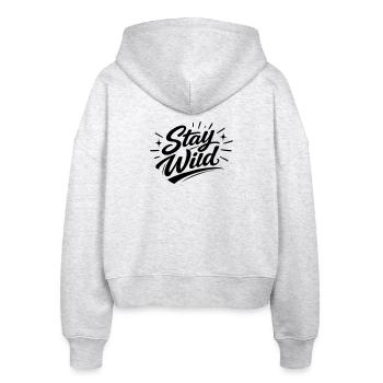 Bleib wild  - Stanley/Stella Boxy Frauen Bio Zip Hoodie Ida - Weiß meliert - Hinten - AI Model Female 172 dark (172cm)
