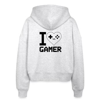 I Love Gamer - Stanley/Stella Boxy Frauen Bio Zip Hoodie Ida - Weiß meliert - Hinten - AI Model Female 172 dark (172cm)