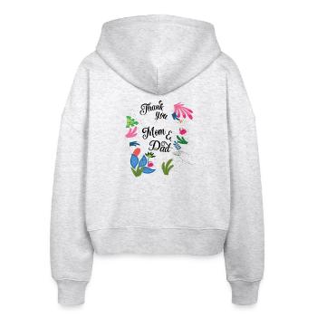 Danke - Stanley/Stella Boxy Frauen Bio Zip Hoodie Ida - Weiß meliert - Hinten - AI Model Female 172 dark (172cm)