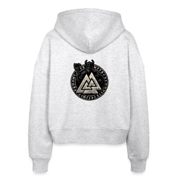 Nordisches Runenkriegsherren-Emblem - Stanley/Stella Boxy Frauen Bio Zip Hoodie Ida - Weiß meliert - Hinten - AI Model Female 172 dark (172cm)