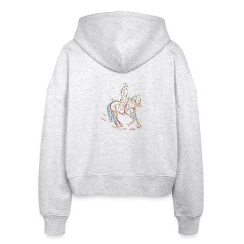 Pferde Mädchen Skizze - Stanley/Stella Boxy Frauen Bio Zip Hoodie Ida - Weiß meliert - Hinten - AI Model Female 172 dark (172cm)