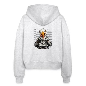 Böse Möwe Spruch Norddeutscher Humor - Stanley/Stella Boxy Frauen Bio Zip Hoodie Ida - Weiß meliert - Hinten - AI Model Female 172 dark (172cm)