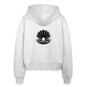 Clam with Pearl isolated on white background - Stanley/Stella Boxy Women’s Organic Zip Hoodie Ida - heather white - Back - AI Model Female 172 dark (172cm)