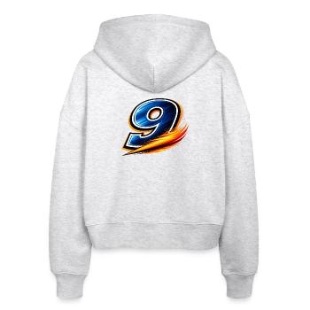 Nummer 9 Fußball Shirt Torjäger  - Stanley/Stella Boxy Frauen Bio Zip Hoodie Ida - Weiß meliert - Hinten - AI Model Female 172 dark (172cm)