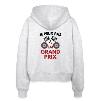 Je peux pas, j'ai Grand Prix, Humour course - Veste à capuche bio Ida Stanley/Stella Femme - blanc chiné - Dos - AI Model Female 172 dark (172cm)