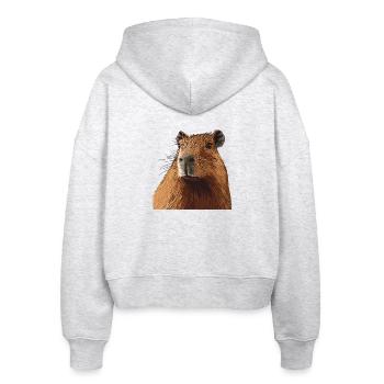 Kuscheliger Capybara Porträt - Stanley/Stella Boxy Frauen Bio Zip Hoodie Ida - Weiß meliert - Hinten - AI Model Female 172 dark (172cm)