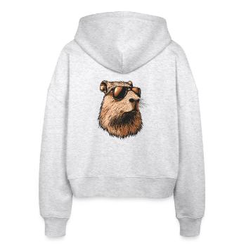 Capybara with sunglasses - Stanley/Stella Boxy Women’s Organic Zip Hoodie Ida - heather white - Back - AI Model Female 172 dark (172cm)