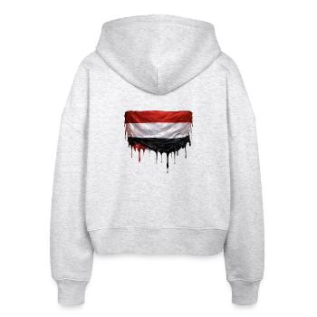 Jemen Flagge in bunter Farbe - Stanley/Stella Boxy Frauen Bio Zip Hoodie Ida - Weiß meliert - Hinten - AI Model Female 172 dark (172cm)