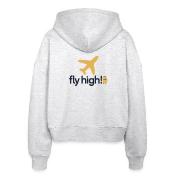Fly High Travel Icon Tee - Stanley/Stella Boxy Women’s Organic Zip Hoodie Ida - heather white - Back - AI Model Female 172 dark (172cm)