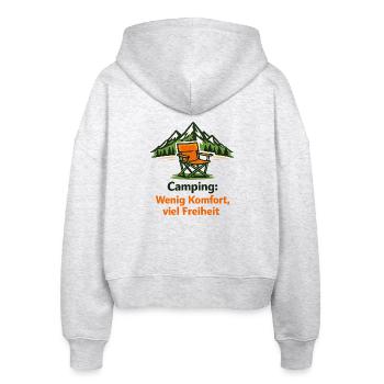 Camping: Wenig Komfort, viel Freiheit - Stanley/Stella Boxy Frauen Bio Zip Hoodie Ida - Weiß meliert - Hinten - AI Model Female 172 dark (172cm)