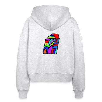 Farbiges Haus Mosaik  - Stanley/Stella Boxy Frauen Bio Zip Hoodie Ida - Weiß meliert - Hinten - AI Model Female 172 dark (172cm)