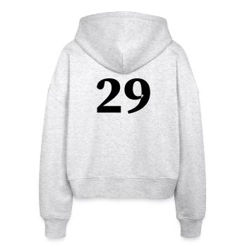 29 - Stanley/Stella Boxy Frauen Bio Zip Hoodie Ida - Weiß meliert - Hinten - AI Model Female 172 dark (172cm)