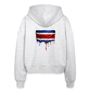 Costa Rica Dripping Flag - Stanley/Stella Boxy Women’s Organic Zip Hoodie Ida - heather white - Back - AI Model Female 172 dark (172cm)