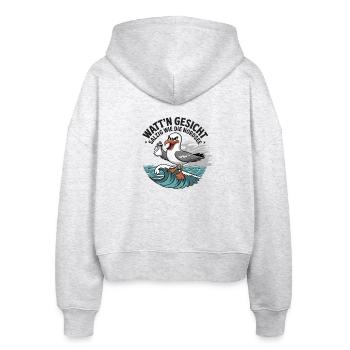  Watt'n Gesicht Salzig Wie Die Nordsee Möwe - Stanley/Stella Boxy Frauen Bio Zip Hoodie Ida - Weiß meliert - Hinten - AI Model Female 172 dark (172cm)