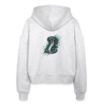 Kobra im Angriff Druckmotiv - Stanley/Stella Boxy Frauen Bio Zip Hoodie Ida - Weiß meliert - Hinten - AI Model Female 172 dark (172cm)