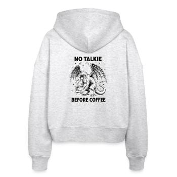 No Conversation Before Coffee Lover Dragon - Stanley/Stella Boxy Women’s Organic Zip Hoodie Ida - heather white - Back - AI Model Female 172 dark (172cm)