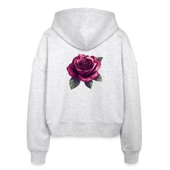Dark Rose Blossom Illustration - Stanley/Stella Boxy Women’s Organic Zip Hoodie Ida - heather white - Back - AI Model Female 172 dark (172cm)
