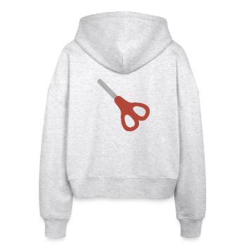 Red Scissors Icon - Stanley/Stella Boxy Women’s Organic Zip Hoodie Ida - heather white - Back - AI Model Female 172 dark (172cm)