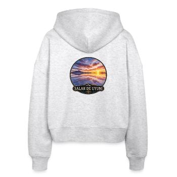 Uyuni-Salzsee Sonnenuntergang Emblem - Stanley/Stella Boxy Frauen Bio Zip Hoodie Ida - Weiß meliert - Hinten - AI Model Female 172 dark (172cm)