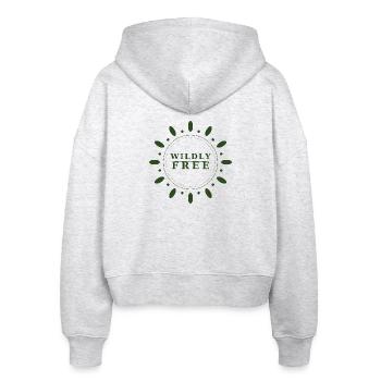 wildly free wreath - Stanley/Stella Boxy Frauen Bio Zip Hoodie Ida - Weiß meliert - Hinten - AI Model Female 172 dark (172cm)