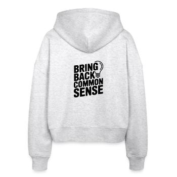 Bring Back Common Sense - Stanley/Stella Boxy Women’s Organic Zip Hoodie Ida - heather white - Back - AI Model Female 172 dark (172cm)
